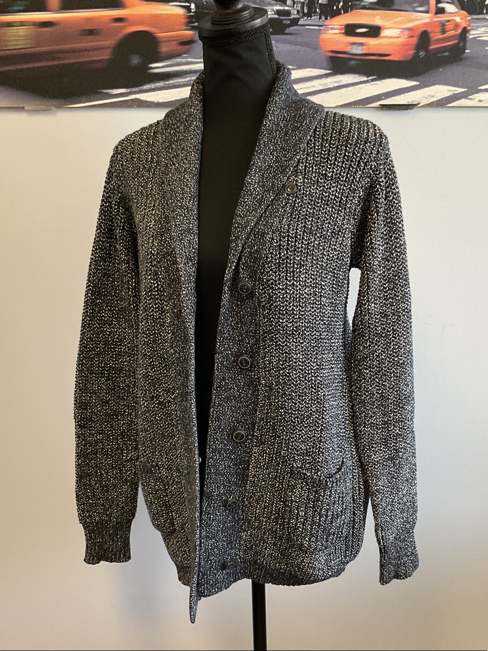 Denim & Supply Ralph Lauren Black Marled Shawl-Collar Button Cardigan